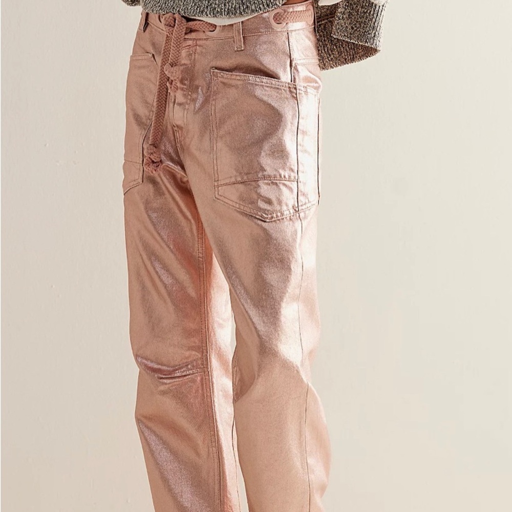 We The Free Moxie Metallic Low-Slung Barrel Jeans